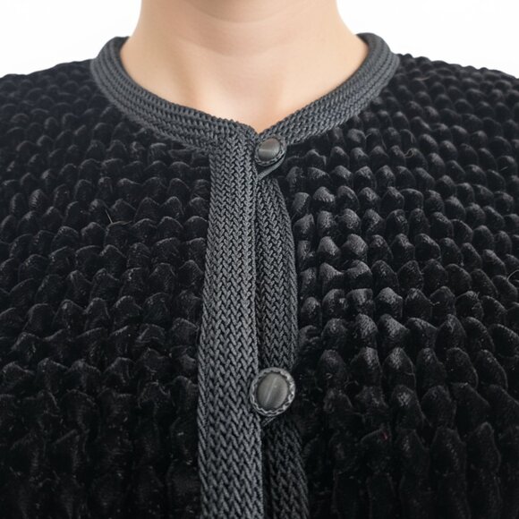 Authentic Chanel Creations Vintage Black Cardigan Jacket Silk Lining Womens 6 - Picture 13 of 14